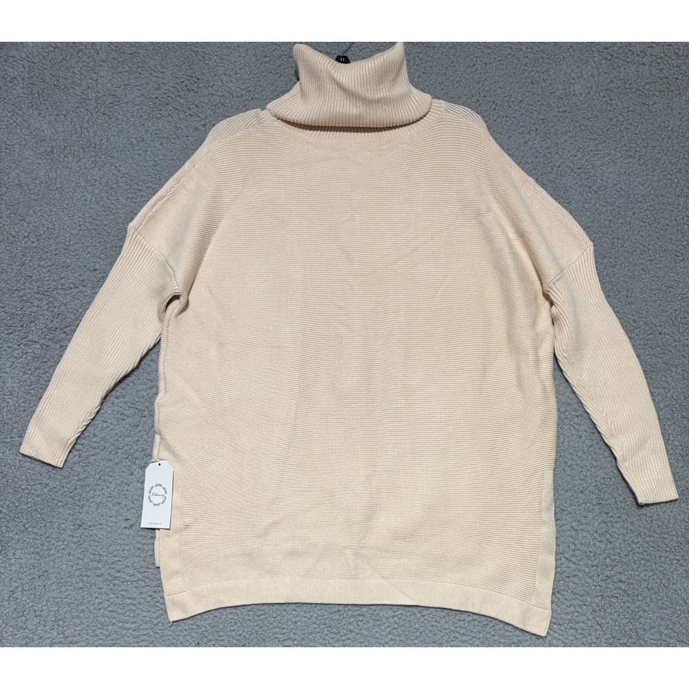 LILLUSORY Oversized Turtleneck Sweater Beige Womens Medium NEW